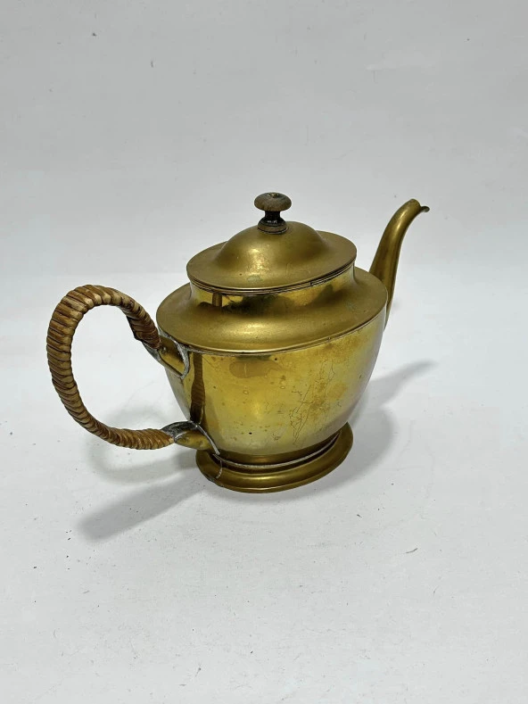 Antika Isıtma Standlı Pirinç Çaydanlık 30x29x13cm - 6