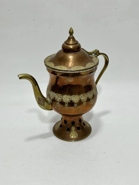 Antika Pirinç İşlemeli Bakır Semaver  28x25x12cm - 10
