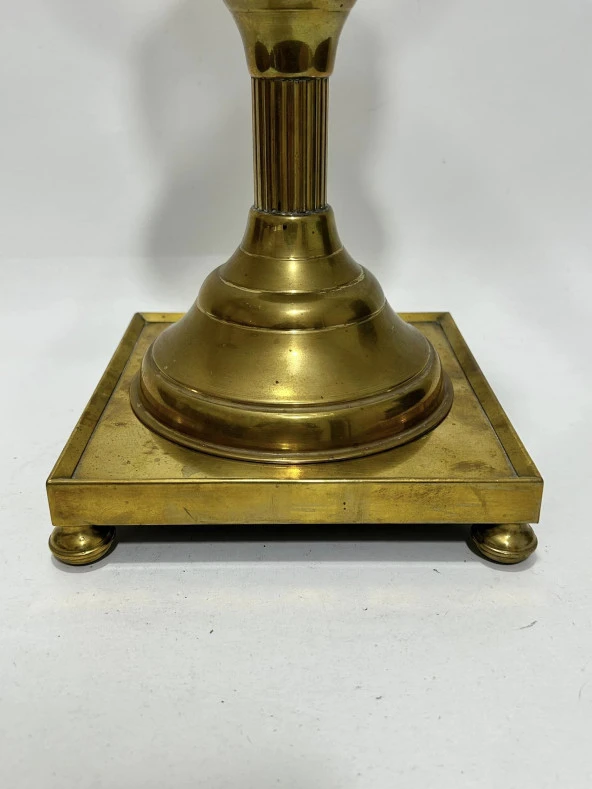 Antika Kristal Detaylı Pirinç Gaz Lambası 50 cm - 3