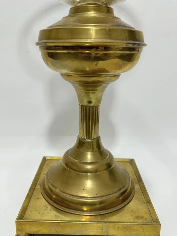 Antika Kristal Detaylı Pirinç Gaz Lambası 50 cm - 4