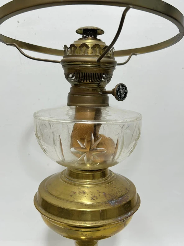 Antika Kristal Detaylı Pirinç Gaz Lambası 50 cm - 5