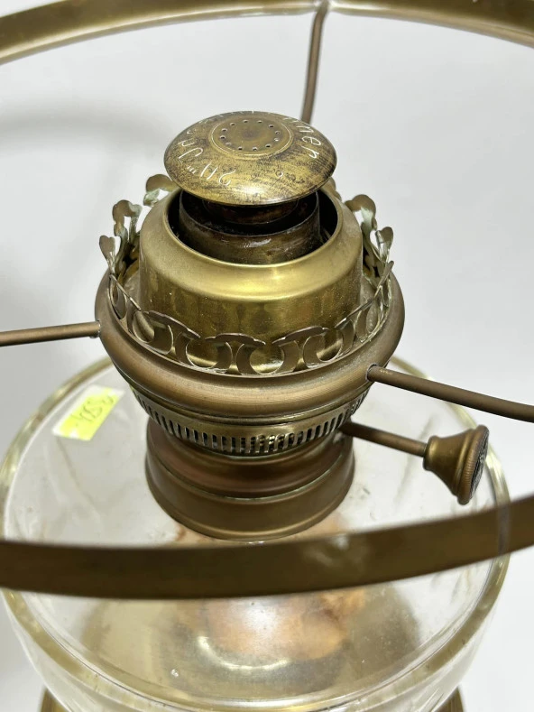 Antika Kristal Detaylı Pirinç Gaz Lambası 50 cm - 8
