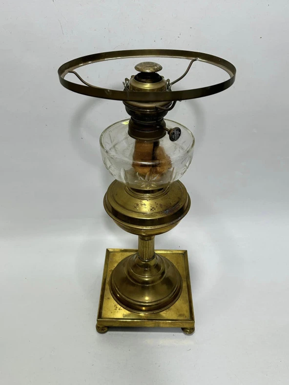 Antika Kristal Detaylı Pirinç Gaz Lambası 50 cm - 10