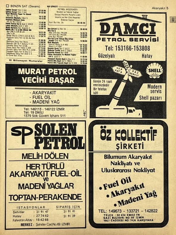 İzmir 1982-1983 Meslek Reklam İlanı Efemera S5 ürün görseli 1