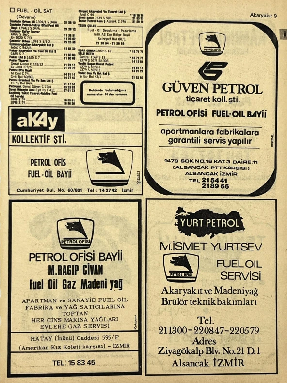 İzmir 1982-1983 Meslek Reklam İlanı Efemera S9 ürün görseli 1