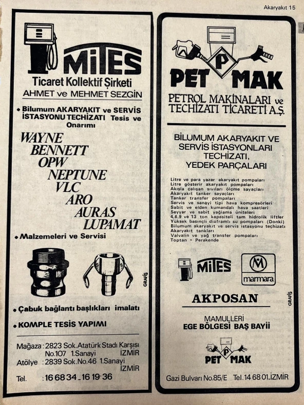 İzmir 1982-1983 Meslek Reklam İlanı Efemera S15 ürün görseli