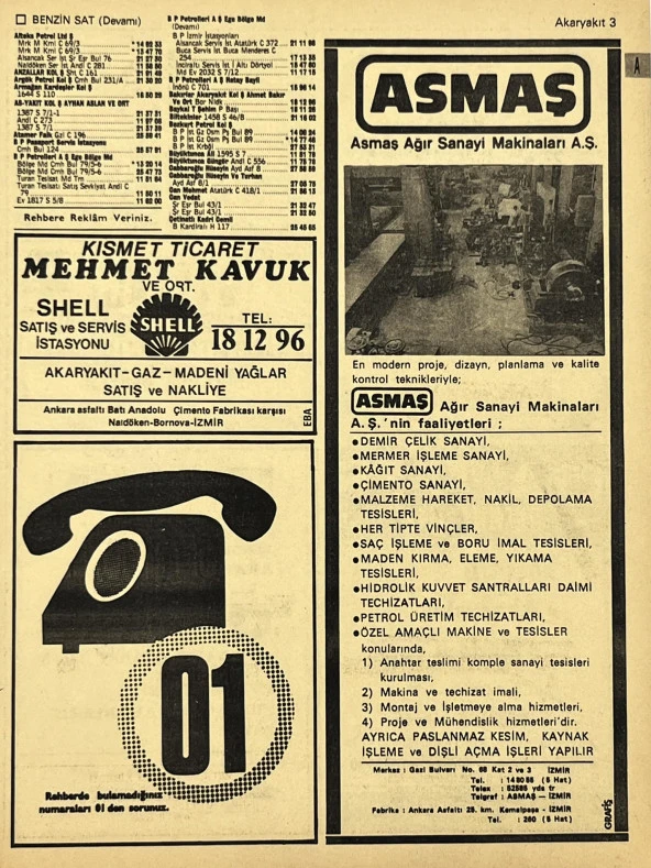 İzmir 1982-1983 Meslek Reklam İlanı Efemera S3 ürün görseli 1