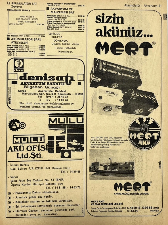 İzmir 1982-1983 Meslek Reklam İlanı Efemera S21 ürün görseli