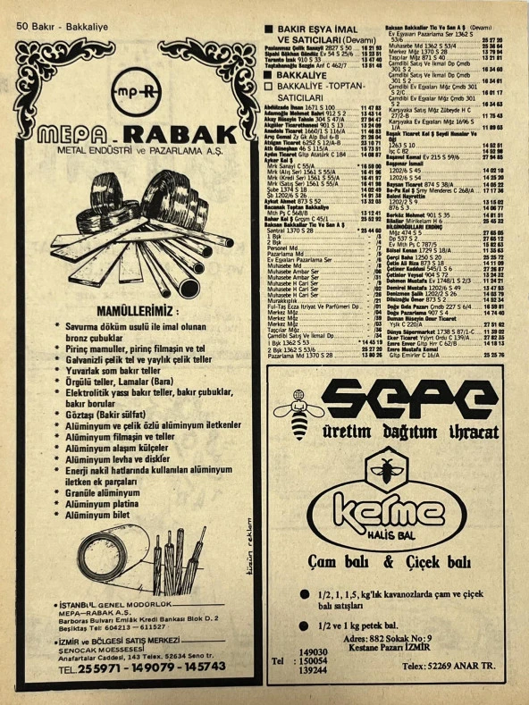 İzmir 1982-1983 Meslek Reklam İlanı Efemera S49 - 2