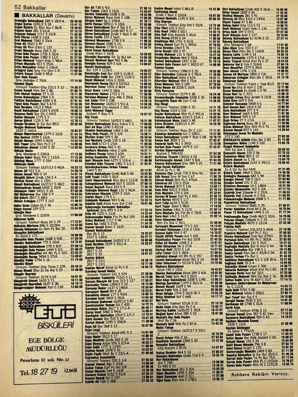 İzmir 1982-1983 Meslek Reklam İlanı Efemera S51 - Resim 2