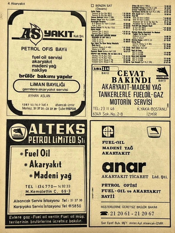 İzmir 1982-1983 Meslek Reklam İlanı Efemera S3 - Resim 2