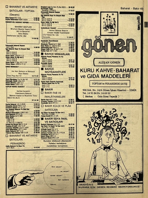 İzmir 1982-1983 Meslek Reklam İlanı Efemera S49