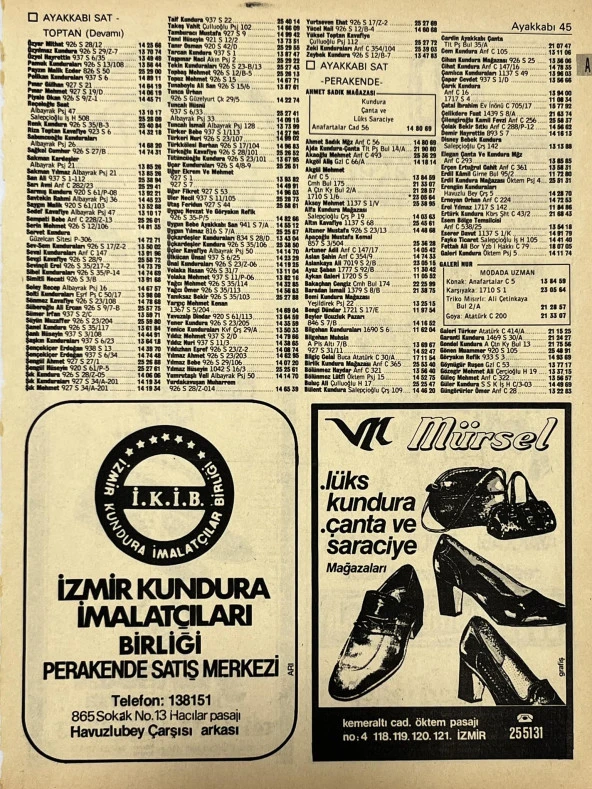 İzmir 1982-1983 Meslek Reklam İlanı Efemera S45 ürün görseli 1