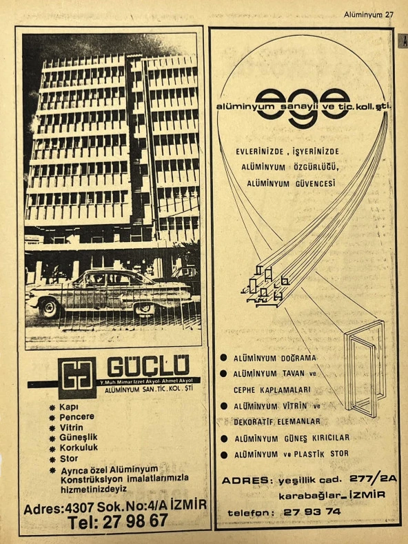 İzmir 1982-1983 Meslek Reklam İlanı Efemera S27 ürün görseli