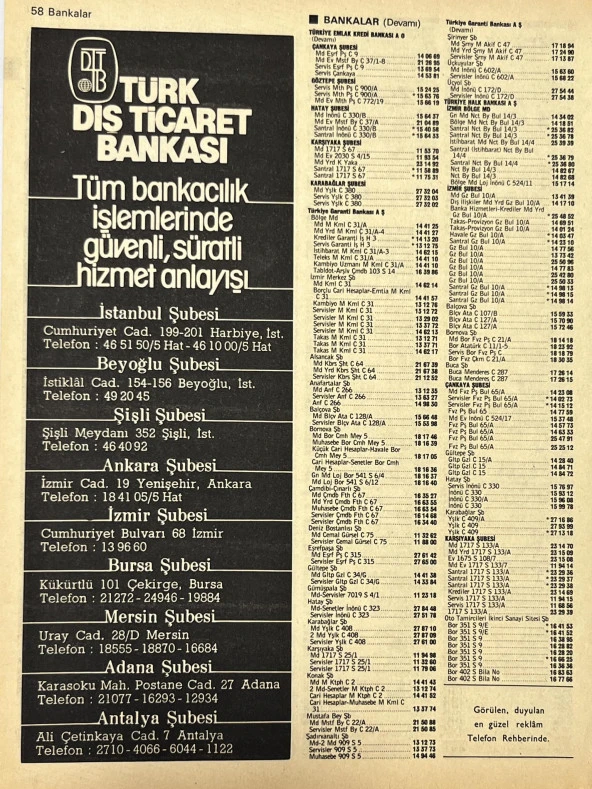 İzmir 1982-1983 Meslek Reklam İlanı Efemera S57 - Resim 2