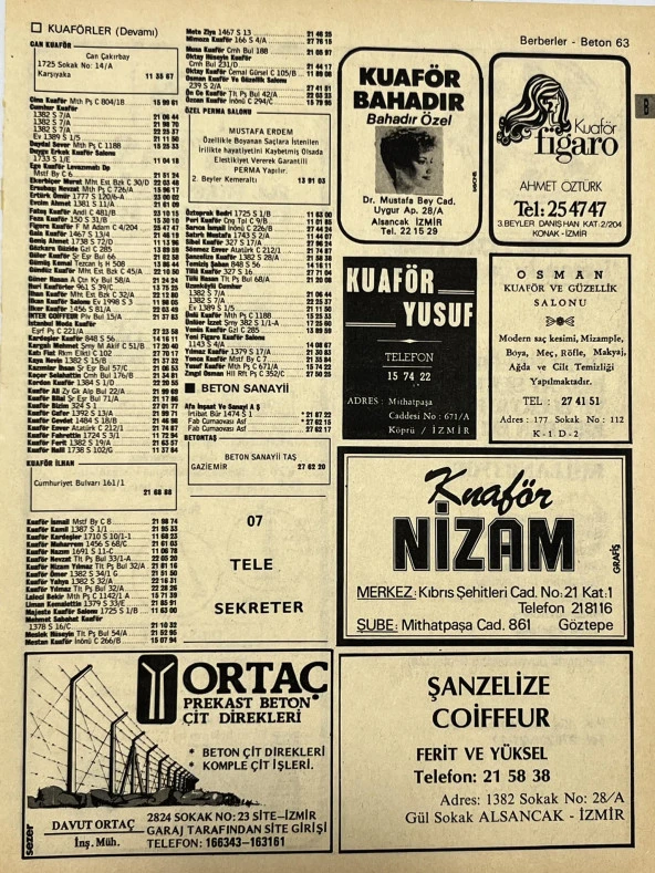 İzmir 1982-1983 Meslek Reklam İlanı Efemera S63 ürün görseli 1