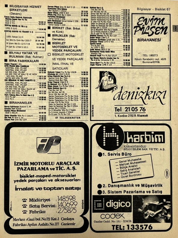 İzmir 1982-1983 Meslek Reklam İlanı Efemera S67 ürün görseli