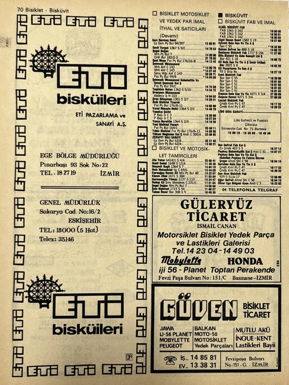 İzmir 1982-1983 Meslek Reklam İlanı Efemera S69 - Resim 2