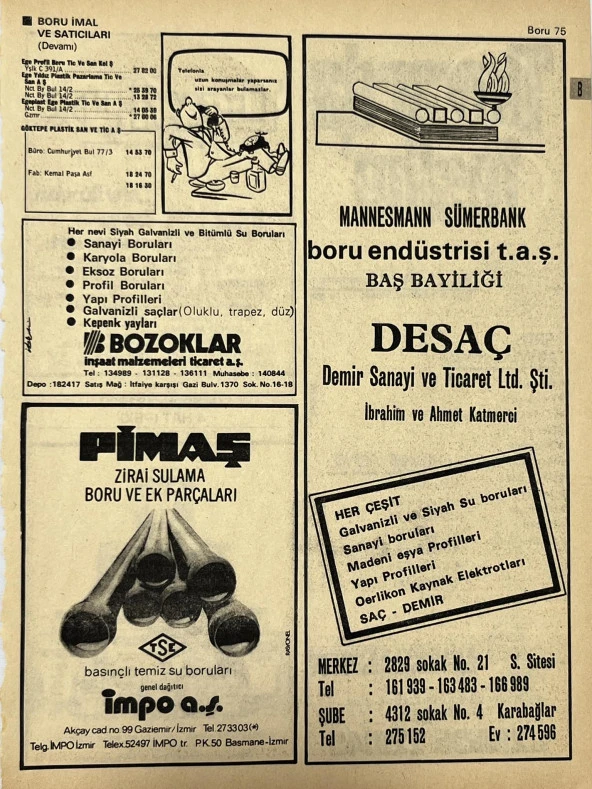 İzmir 1982-1983 Meslek Reklam İlanı Efemera S75