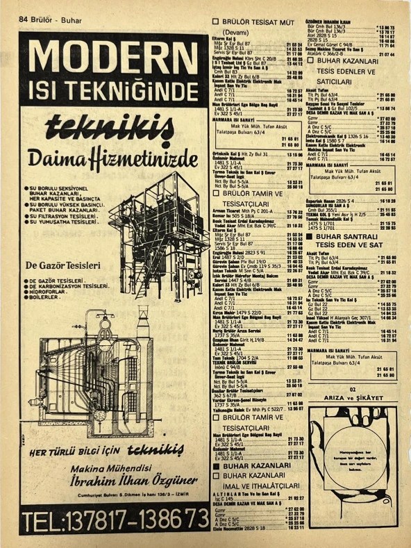 İzmir 1982-1983 Meslek Reklam İlanı Efemera S83 - Resim 2