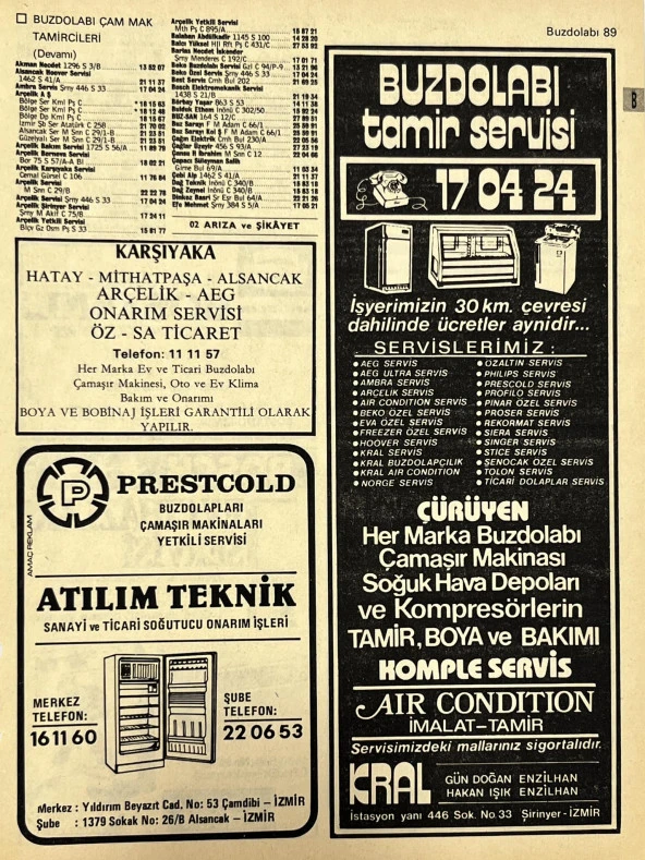 İzmir 1982-1983 Meslek Reklam İlanı Efemera S89 ürün görseli