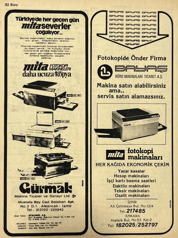 İzmir 1982-1983 Meslek Reklam İlanı Efemera S91 - Resim 2