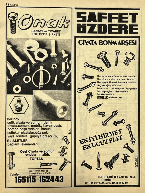 İzmir 1982-1983 Meslek Reklam İlanı Efemera S97 - Resim 2