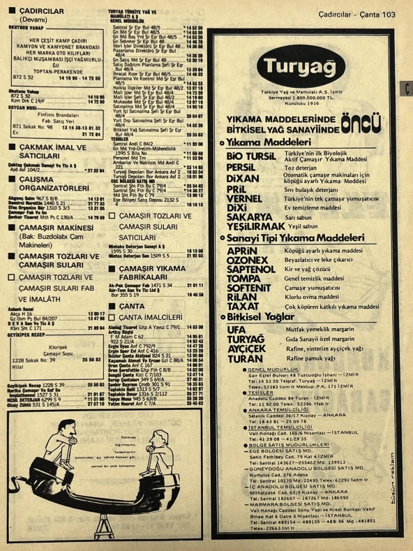 İzmir 1982-1983 Meslek Reklam İlanı Efemera S103 ürün görseli 1