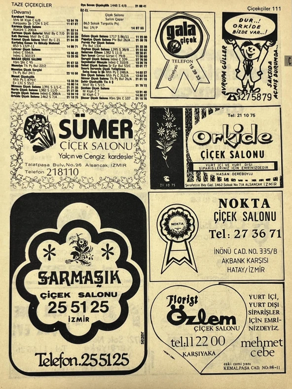 İzmir 1982-1983 Meslek Reklam İlanı Efemera S111 ürün görseli