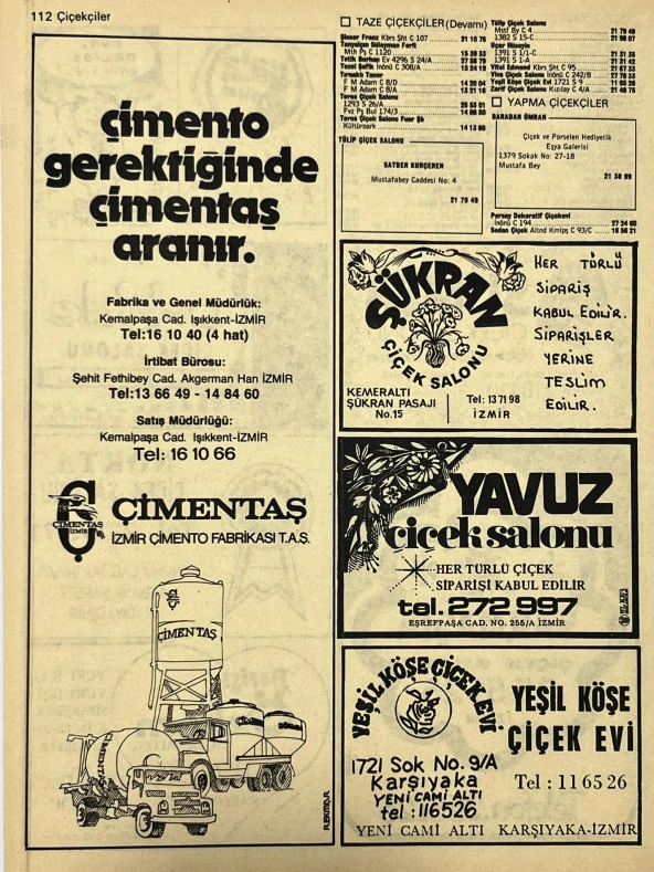 İzmir 1982-1983 Meslek Reklam İlanı Efemera S111 - Resim 2