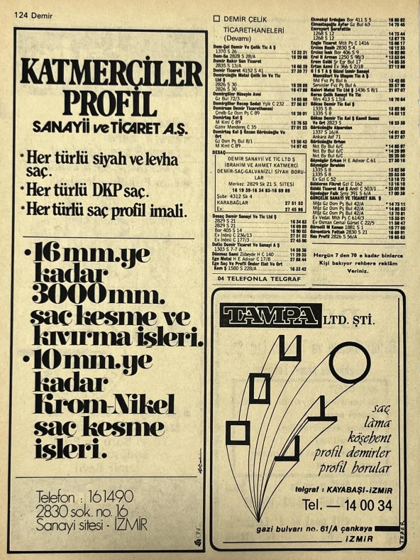 İzmir 1982-1983 Meslek Reklam İlanı Efemera S123 - Resim 2