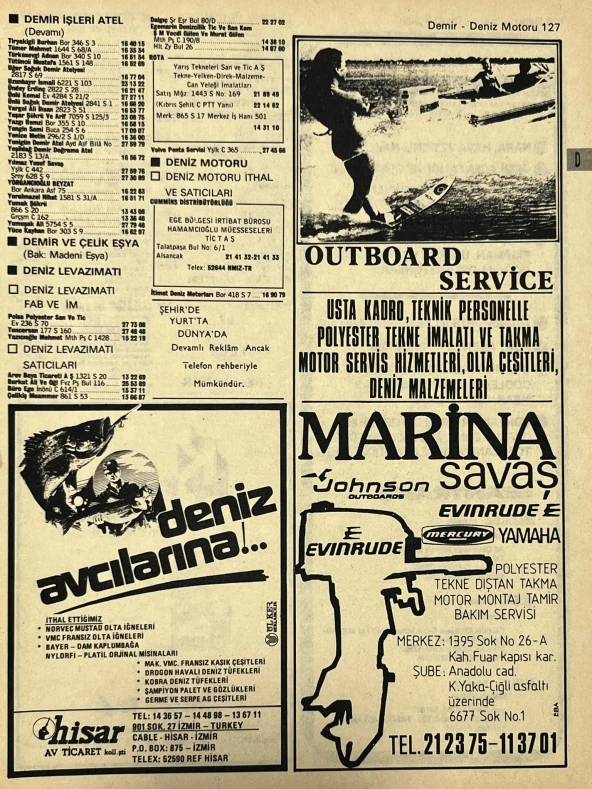 İzmir 1982-1983 Meslek Reklam İlanı Efemera S127 ürün görseli 1