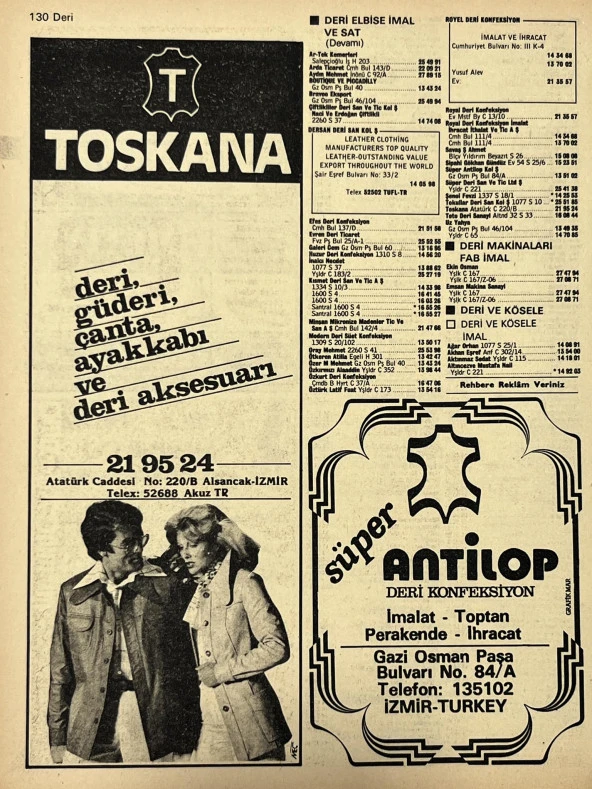 İzmir 1982-1983 Meslek Reklam İlanı Efemera S129 - Resim 2