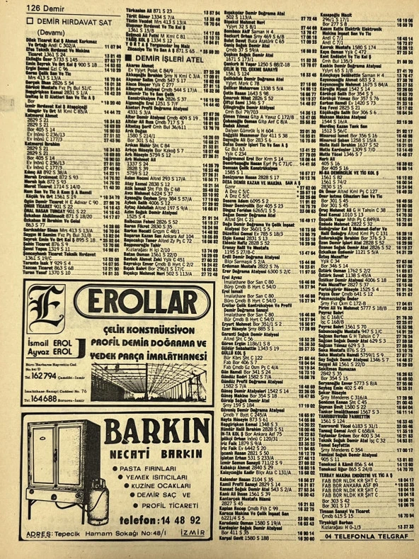 İzmir 1982-1983 Meslek Reklam İlanı Efemera S125 - Resim 2