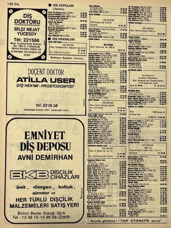 İzmir 1982-1983 Meslek Reklam İlanı Efemera S137 - Resim 2