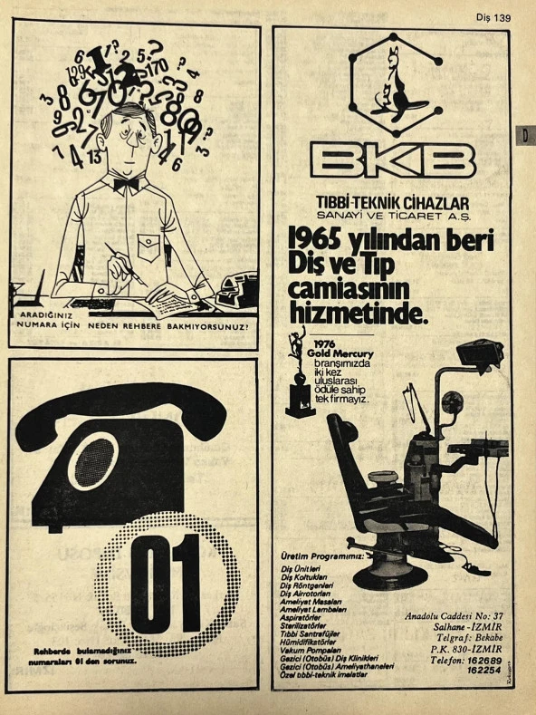 İzmir 1982-1983 Meslek Reklam İlanı Efemera S139 ürün görseli