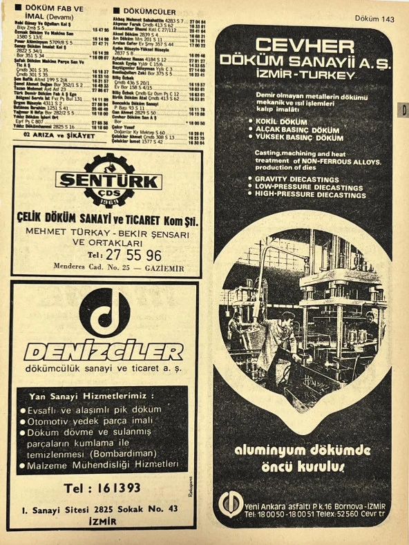 İzmir 1982-1983 Meslek Reklam İlanı Efemera S143 ürün görseli 1