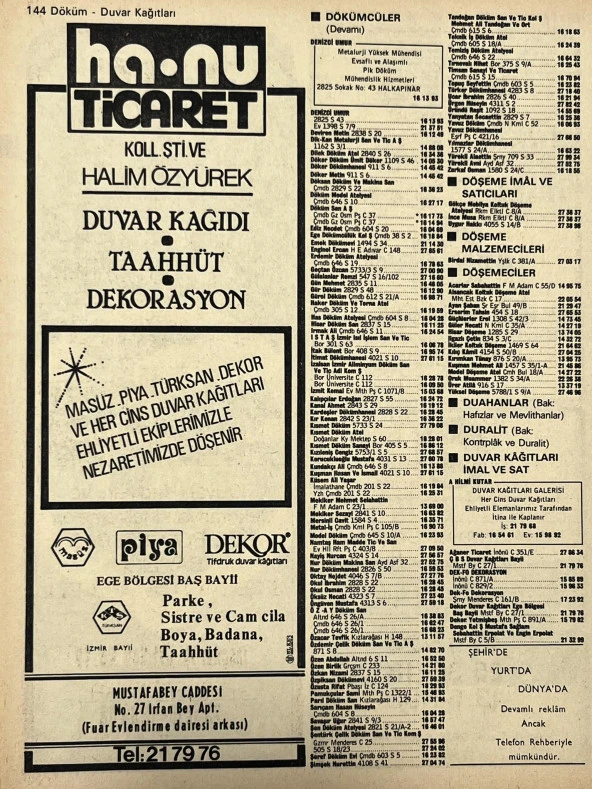 İzmir 1982-1983 Meslek Reklam İlanı Efemera S143 - Resim 2