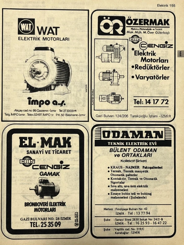 İzmir 1982-1983 Meslek Reklam İlanı Efemera S155 ürün görseli 1