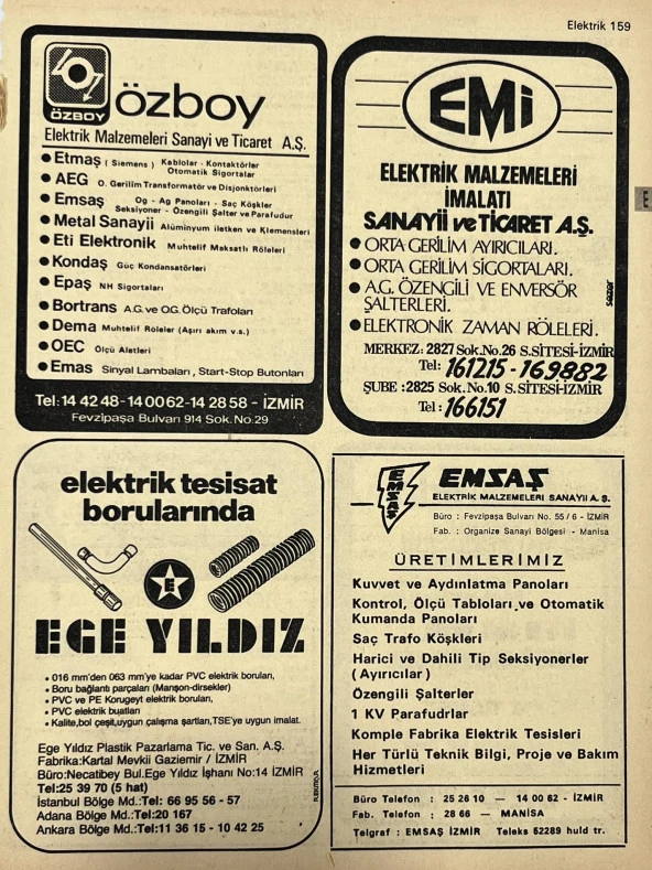 İzmir 1982-1983 Meslek Reklam İlanı Efemera S159 ürün görseli 1