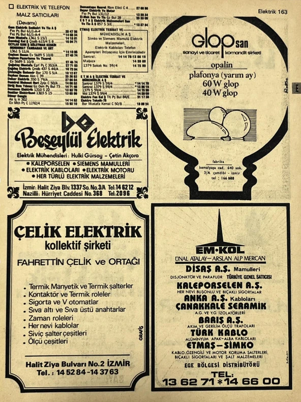 İzmir 1982-1983 Meslek Reklam İlanı Efemera S163 ürün görseli 1