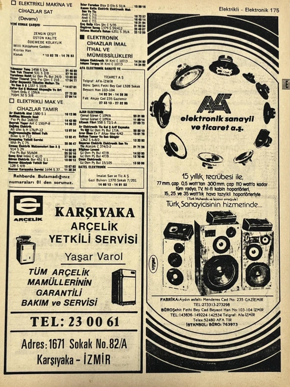 İzmir 1982-1983 Meslek Reklam İlanı Efemera S175 ürün görseli 1