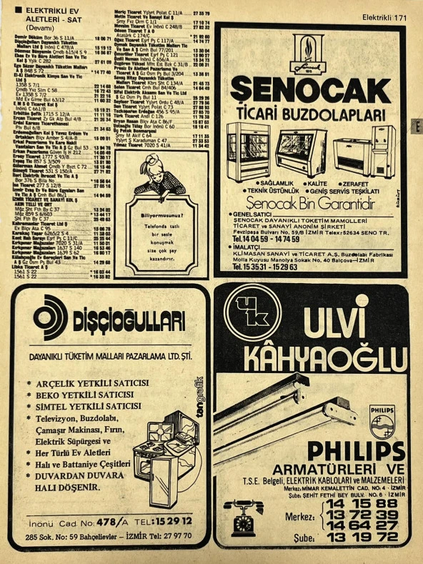 İzmir 1982-1983 Meslek Reklam İlanı Efemera S171 ürün görseli 1