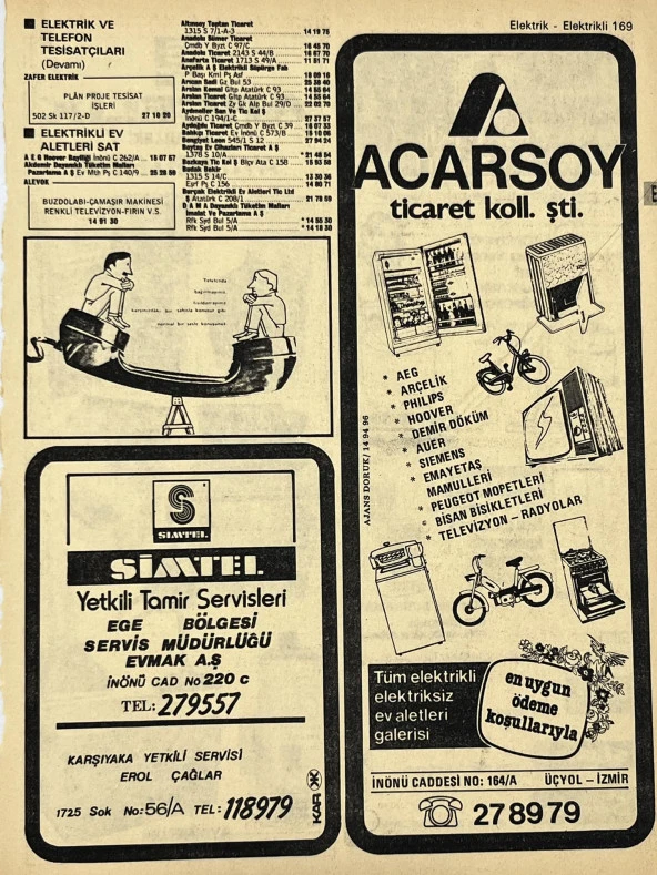 İzmir 1982-1983 Meslek Reklam İlanı Efemera S169 ürün görseli