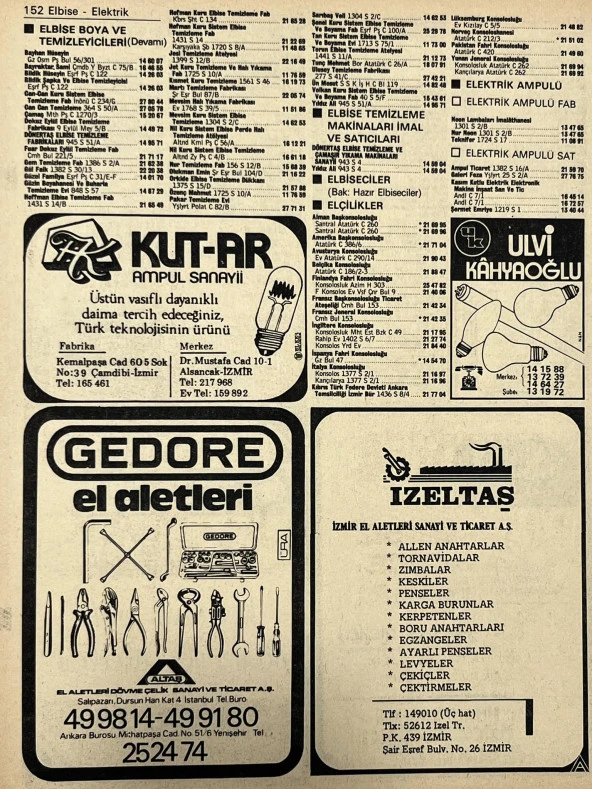 İzmir 1982-1983 Meslek Reklam İlanı Efemera S151 - Resim 2
