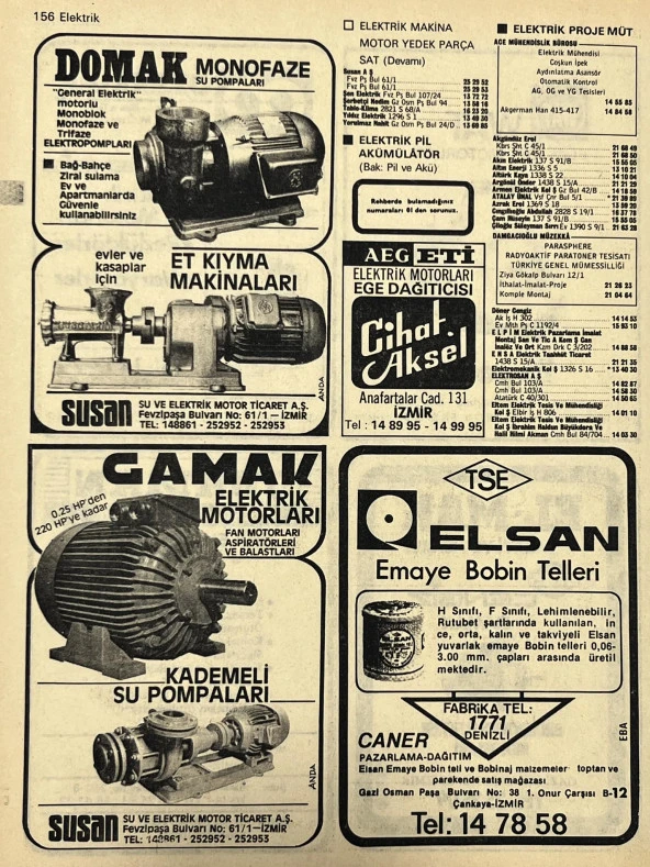 İzmir 1982-1983 Meslek Reklam İlanı Efemera S155 - Resim 2