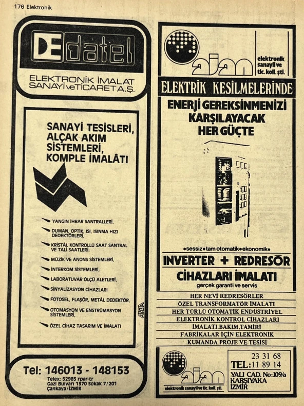 İzmir 1982-1983 Meslek Reklam İlanı Efemera S175 - Resim 2