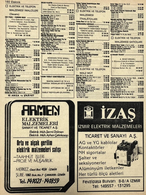 İzmir 1982-1983 Meslek Reklam İlanı Efemera S159 - Resim 2
