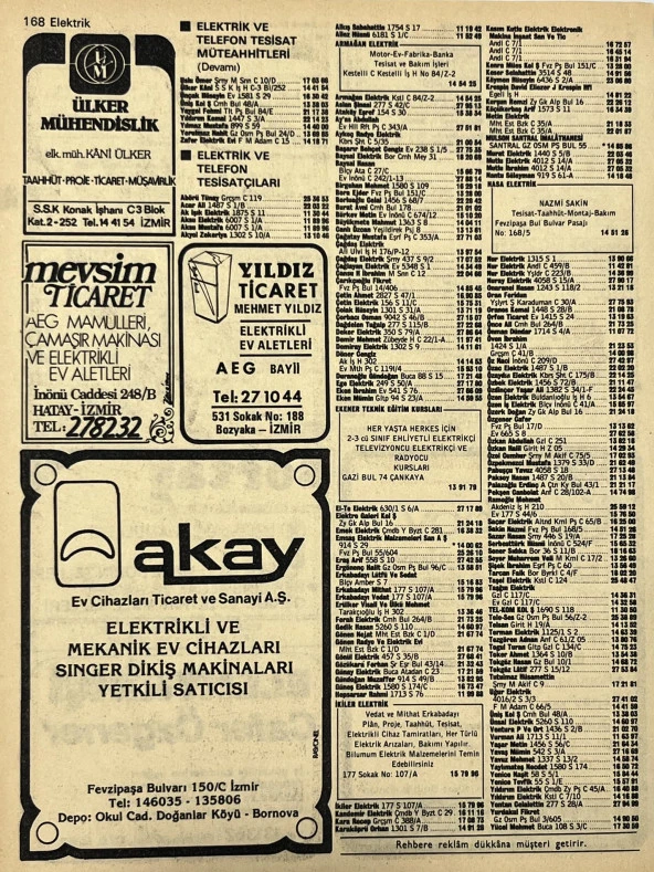 İzmir 1982-1983 Meslek Reklam İlanı Efemera S167 - Resim 2