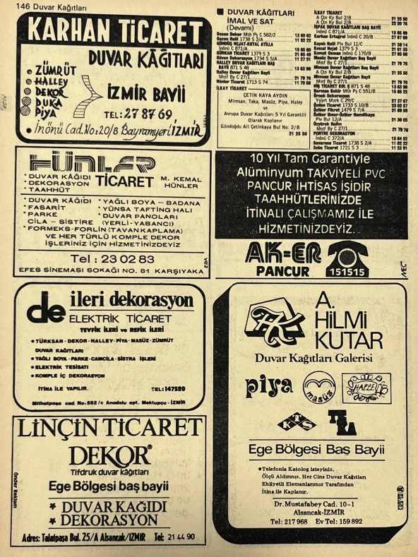 İzmir 1982-1983 Meslek Reklam İlanı Efemera S145 - Resim 2